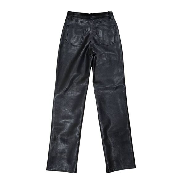 Aritzia Wilfred Melina Pants Womens 0 Black Faux Leather 100% Polyurethane Zip F - Picture 7 of 8